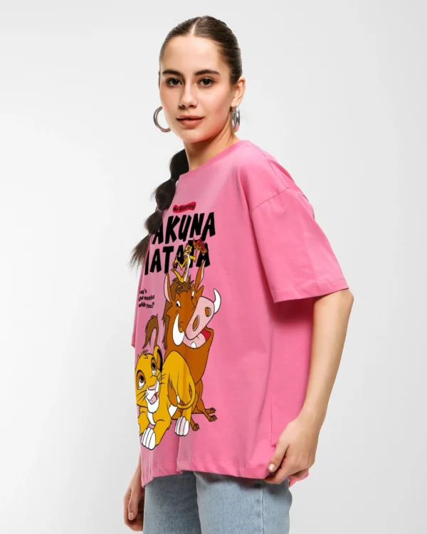 women s pink no worries graphic printed oversized t shirt 655171 1736330171 2