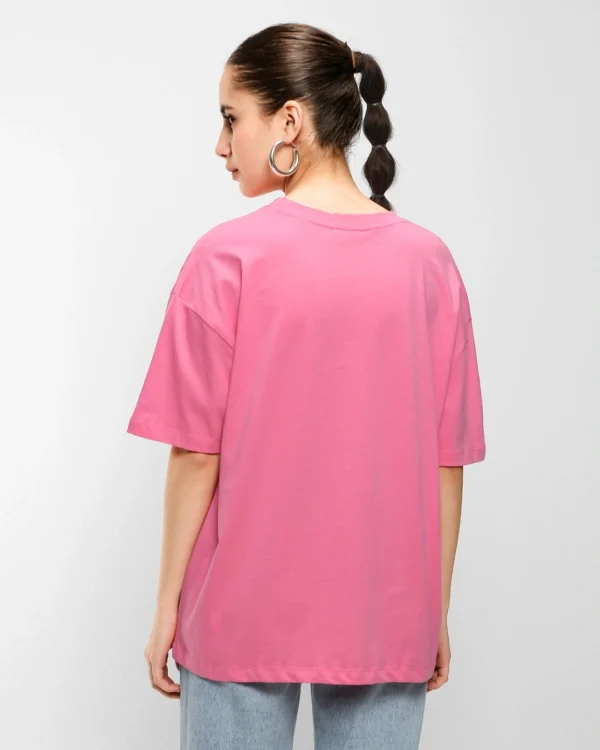 women s pink no worries graphic printed oversized t shirt 655171 1736330180 4
