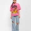 women s pink no worries graphic printed oversized t shirt 655171 1736330184 5