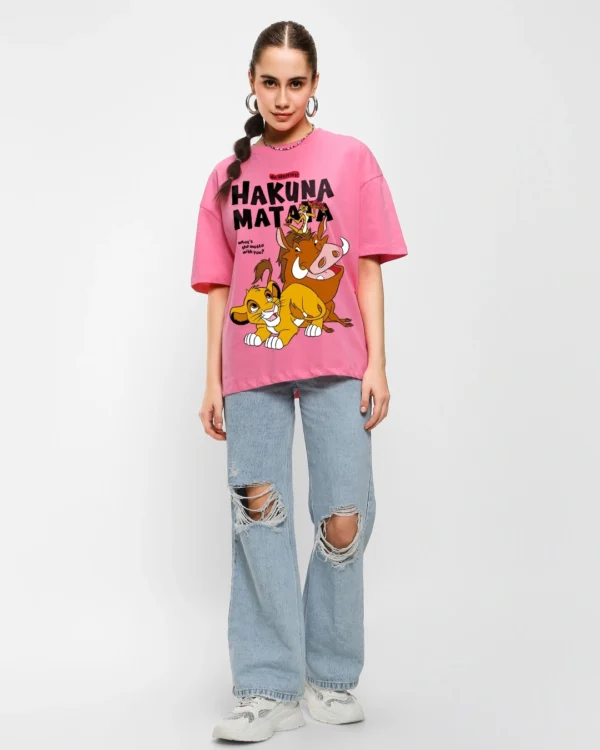 women s pink no worries graphic printed oversized t shirt 655171 1736330184 5